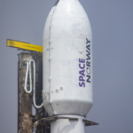 Falcon Rocket Fairing with logo on pad